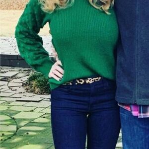 CeCe Emerald Green Ribbed Knit Sweater